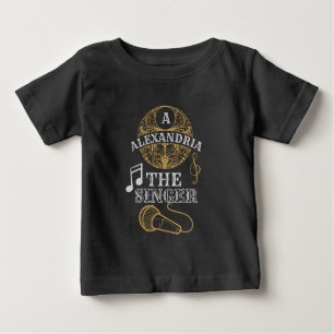 Camiseta Para Bebê Vintage Monograma - microfone musical engraçado