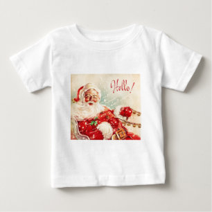 Camiseta Para Bebê Vintage Papai Noel