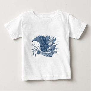 Camiseta Para Bebê Vintage Patriotic Screaming Eagle USA Flag Arrows