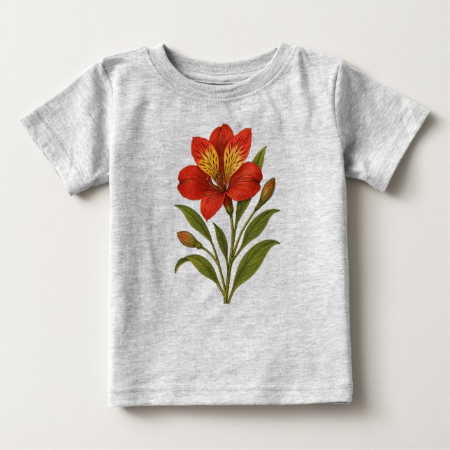 Camiseta Para Bebê Vintage Peruvian lily (Frente)