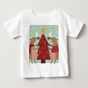 Camiseta Para Bebê Vintage renas Natal