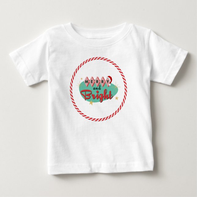 Camiseta Para Bebê Vintage/Retro Feliz e Brilho (Frente)