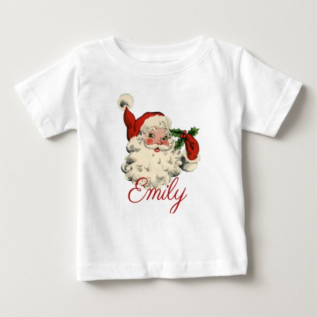 Camiseta Para Bebê Vintage/Retro Pai Natal Personalizado (Frente)