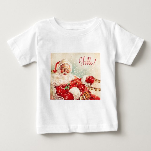 Camiseta Para Bebê Vintage Santa Claus (Frente)