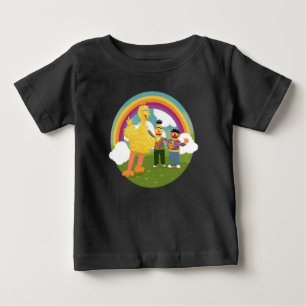 Camiseta Para Bebê Vintage Sesame Street Amigos Rainbow