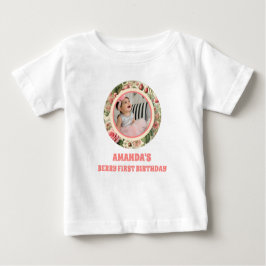 Camiseta Para Bebê Vintage Strawberry primeiro aniversario Girl Foto