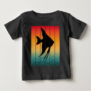 Camiseta Para Bebê Vintage Sunset Silhouket Fish