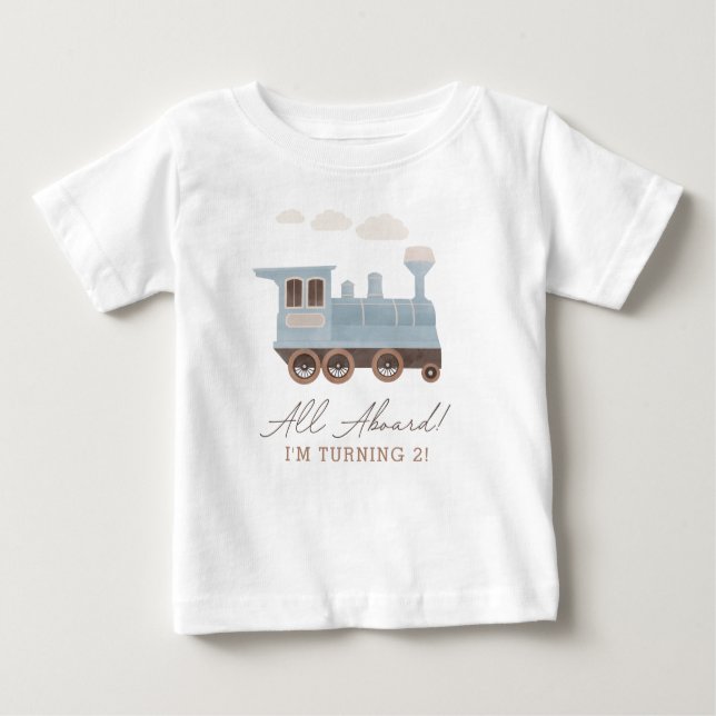 Camiseta Para Bebê Vintage Train Festa de aniversário (Frente)