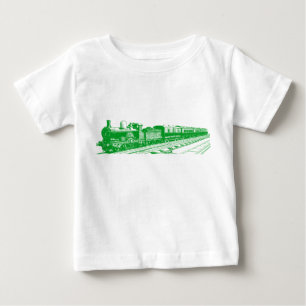 Camiseta Para Bebê Vintage Train - Grass Green
