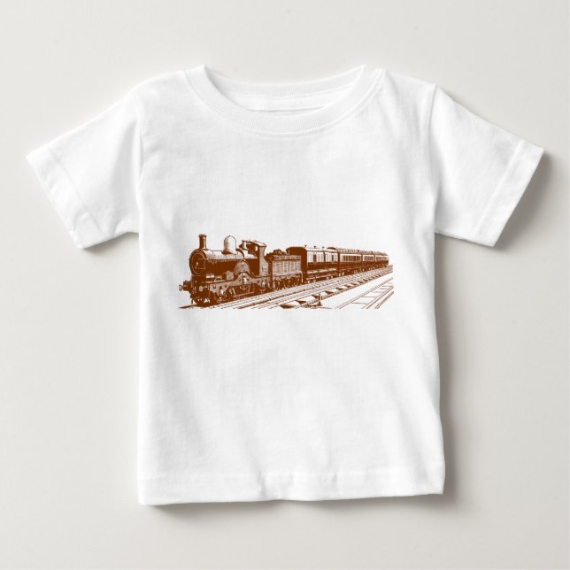 Camiseta Para Bebê Vintage Train - Noz (Frente)