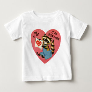 Camiseta Para Bebê Vintage Valentine Mapache