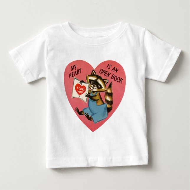Camiseta Para Bebê Vintage Valentine Mapache (Frente)