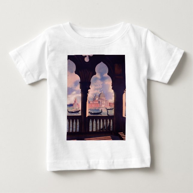 Camiseta Para Bebê Vintage Veneice Itália Viagem (Frente)