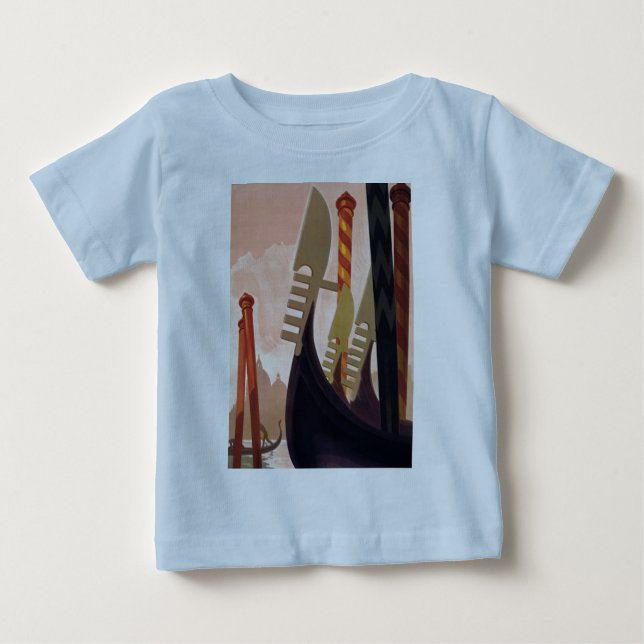 Camiseta Para Bebê Vintage Venezia Gondolas (Frente)