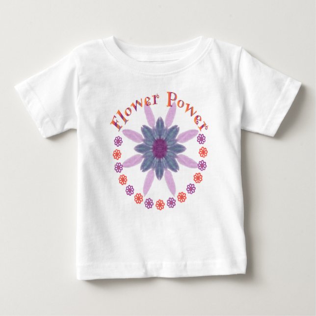 Camiseta Para Bebê Violeta de flower power (Frente)