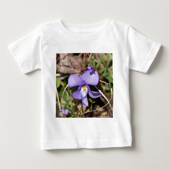 Camiseta Para Bebê Violeta de Pássaros com Bluets (Frente)