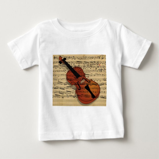 Camiseta Para Bebê Violin Vintage Music (Frente)