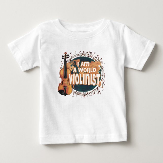 Camiseta Para Bebê violinist world (Frente)