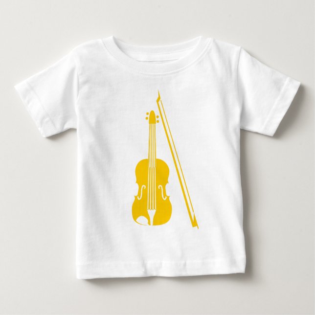 Camiseta Para Bebê Violino - âmbar (Frente)