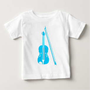 Camiseta Para Bebê Violino - Azul-Céu