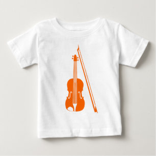 Camiseta Para Bebê Violino - Laranja