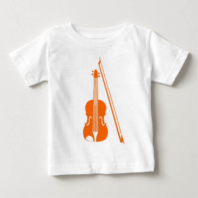 Camiseta Para Bebê Violino - Laranja (Frente)