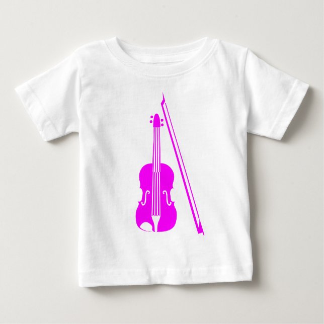 Camiseta Para Bebê Violino - Magenta (Frente)