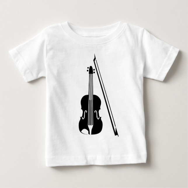 Camiseta Para Bebê Violino - Preto (Frente)