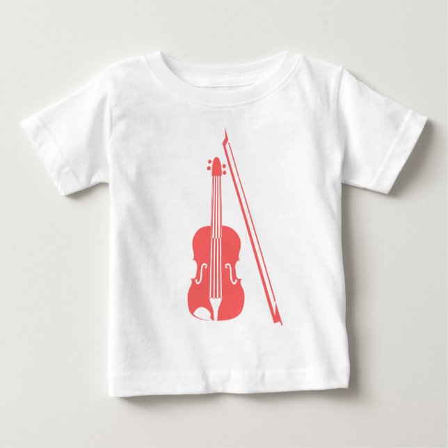 Camiseta Para Bebê Violino - Rosa Tropical (Frente)