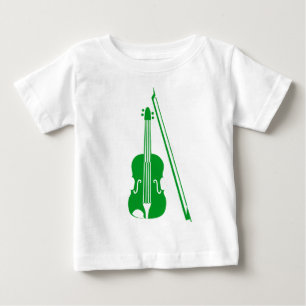 Camiseta Para Bebê Violino - Verde-Grama