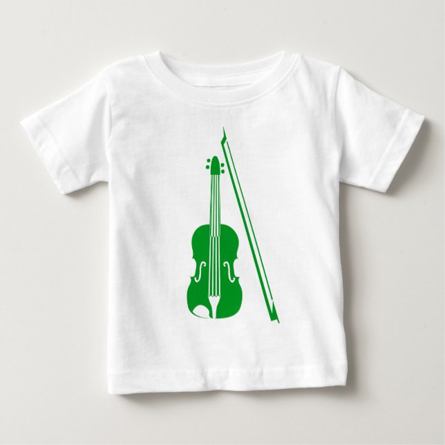 Camiseta Para Bebê Violino - Verde-Grama (Frente)
