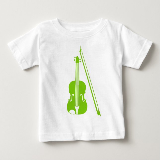 Camiseta Para Bebê Violino - Verde marciano (Frente)