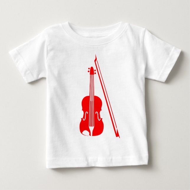 Camiseta Para Bebê Violino - Vermelho (Frente)