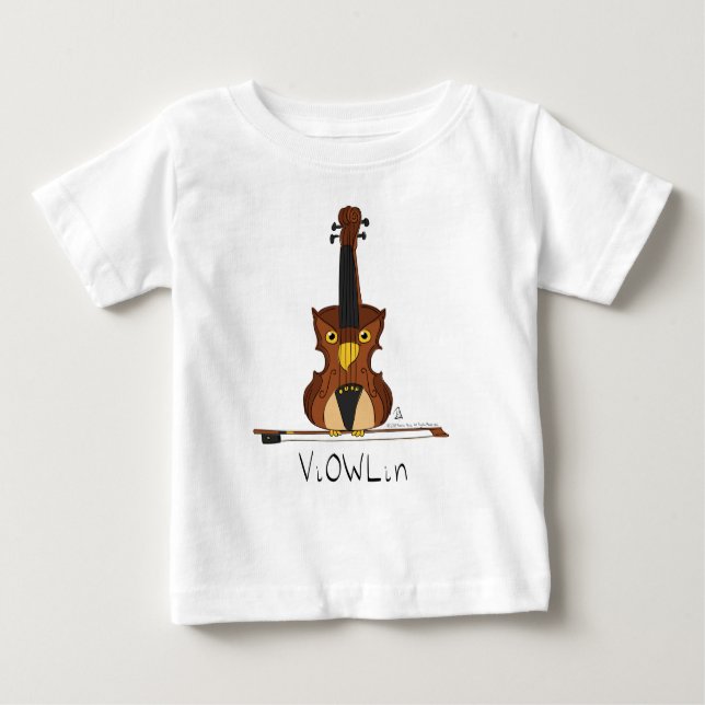 Camiseta Para Bebê ViOWLin Violin Owl Music Kid's Baby T Shirt (Frente)