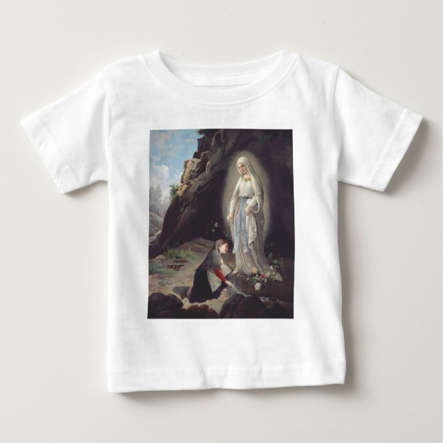 Camiseta Para Bebê Virgem Maria de Lourdes (Frente)