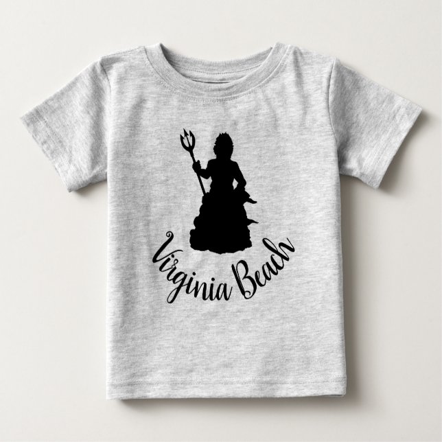 Camiseta Para Bebê Virginia Beach, VA Neptune Statue Silhouette (Frente)