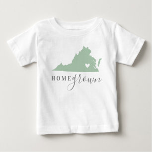 Camiseta Para Bebê Virginia Home Grown Mapa de Estado de Cores Edit
