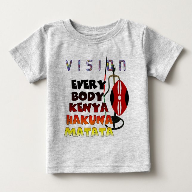 Camiseta Para Bebê Visão De Todos Quênia Hakuna Matata (Frente)