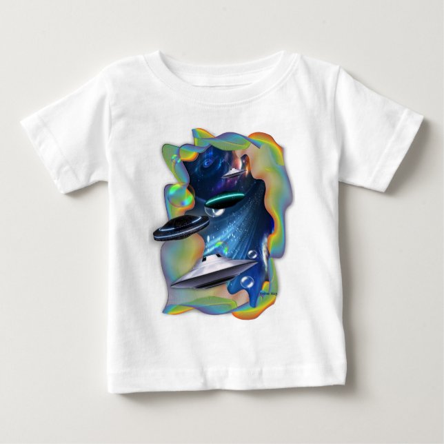 Camiseta Para Bebê visitantes do espaço (Frente)