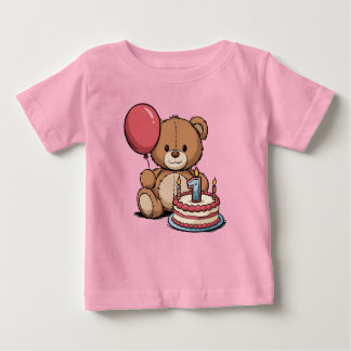 Camiseta Para Bebê visual minimalista de 1º aniversário