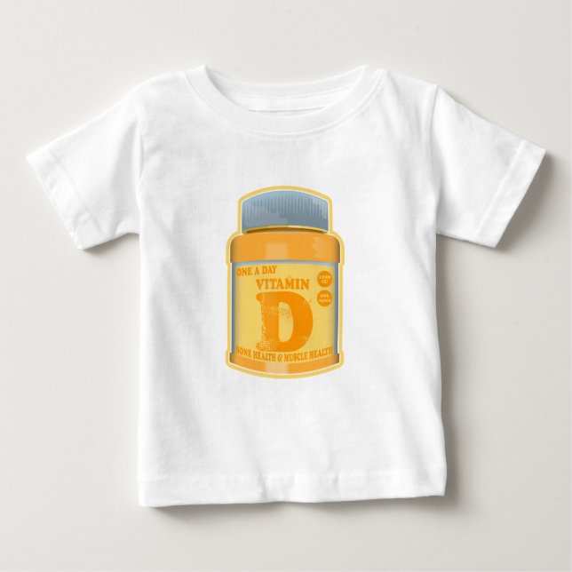 Camiseta Para Bebê Vitamina D cápsulas saúde e bem-estar (Frente)