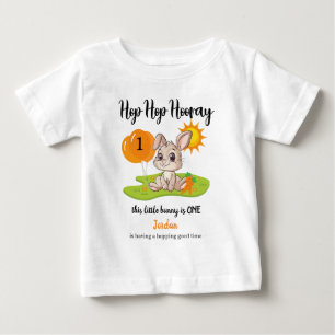 Camiseta Para Bebê Viva Viva Hurra Fofinho Algum Coelhinho 1º anivers