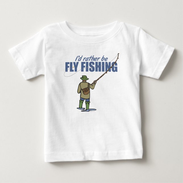 Camiseta Para Bebê Voar pescando em Waders (Frente)