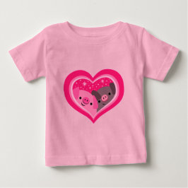 Camiseta Para Bebê Você E Eu (Porcos De Cartoon Bonitos)