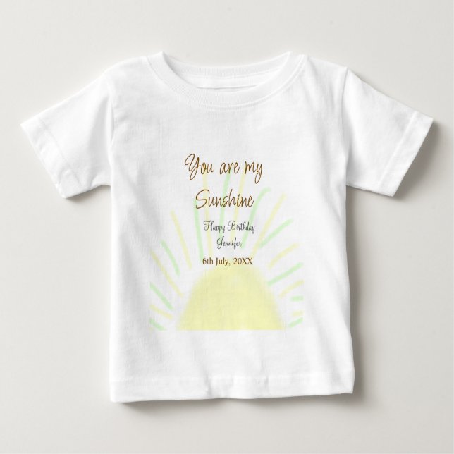 Camiseta Para Bebê Você é meu aniversário de pastel amarelo sunshine (Frente)