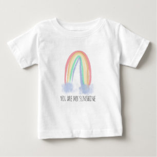 Camiseta Para Bebê Você é meu arco-íris pintado à aguarela 