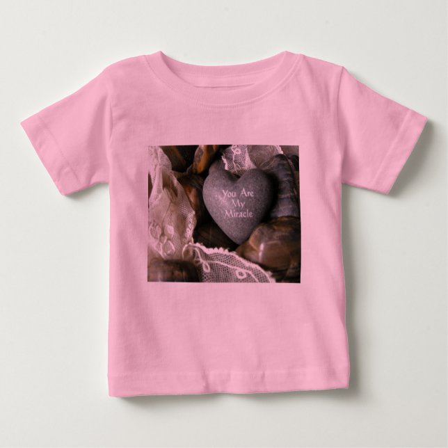 Camiseta Para Bebê Você é meu Tshirt do bebê do rosa do milagre (Frente)