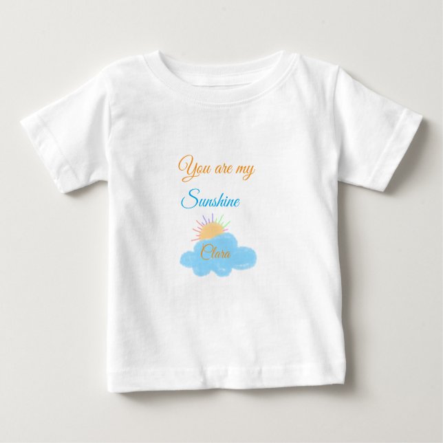 Camiseta Para Bebê Você é minha nuvem de raios solares laranja amarel (Frente)