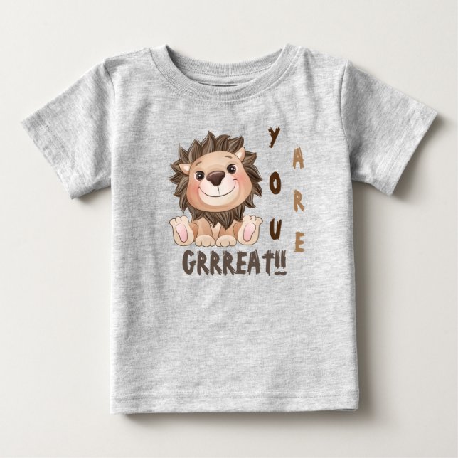 Camiseta Para Bebê Você é o Grande Camiseta do Bebê Lion Cute (Frente)