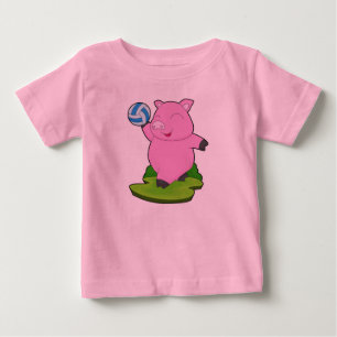 Camiseta Para Bebê Voleibol de porco